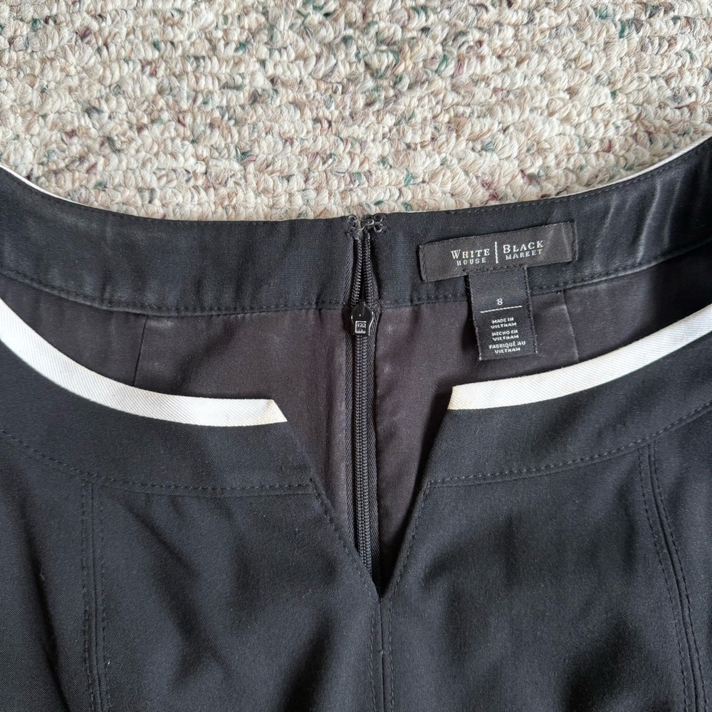 White House Black Market Sleeveless Split Neck Built-in Belt Sheath Dress Size 8 - Picture 6 of 11